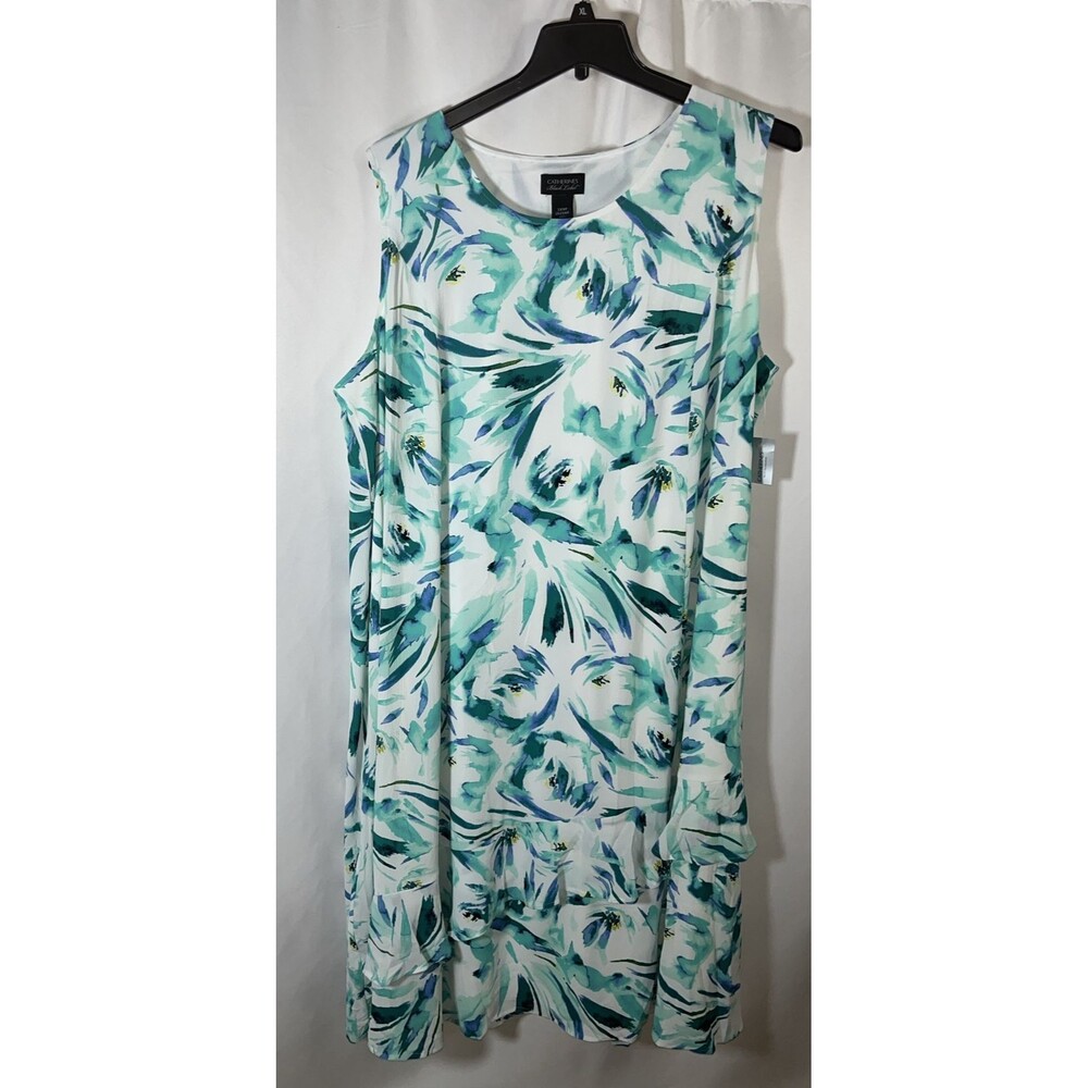Catherine’s Black Label Women's Floral Rush White Teal Midi Dress Size 3Xwp - Picture 2 of 10